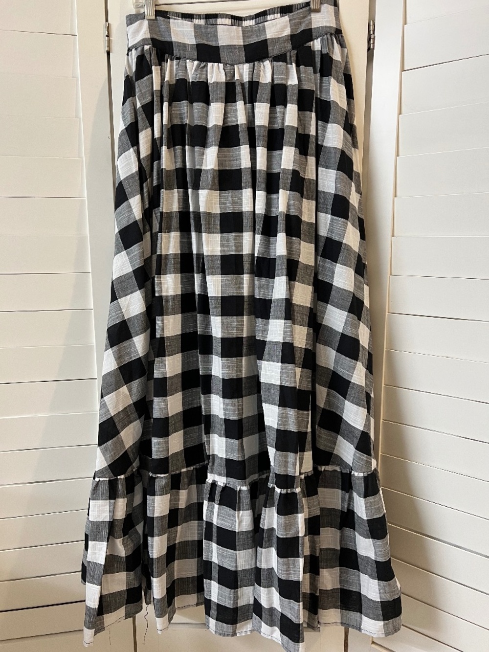 NWT Junk Gypsy Black and White Checkered Flared Maxi Skirt